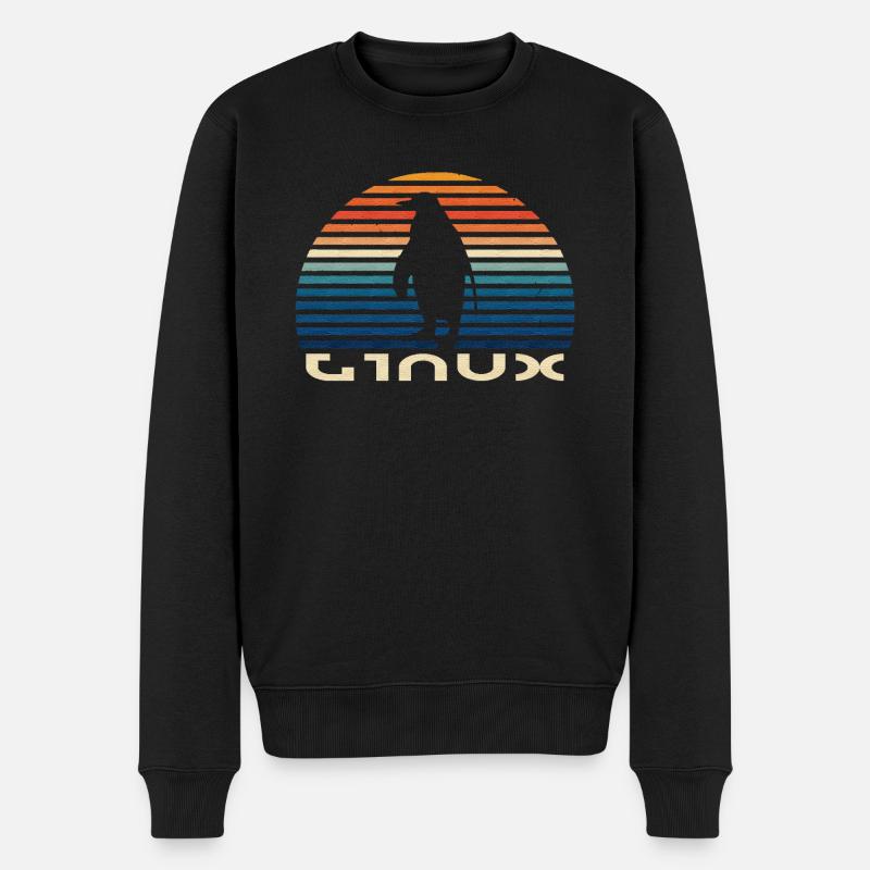 Linux pingouin vintage - Pull Premium bio Homme - noir