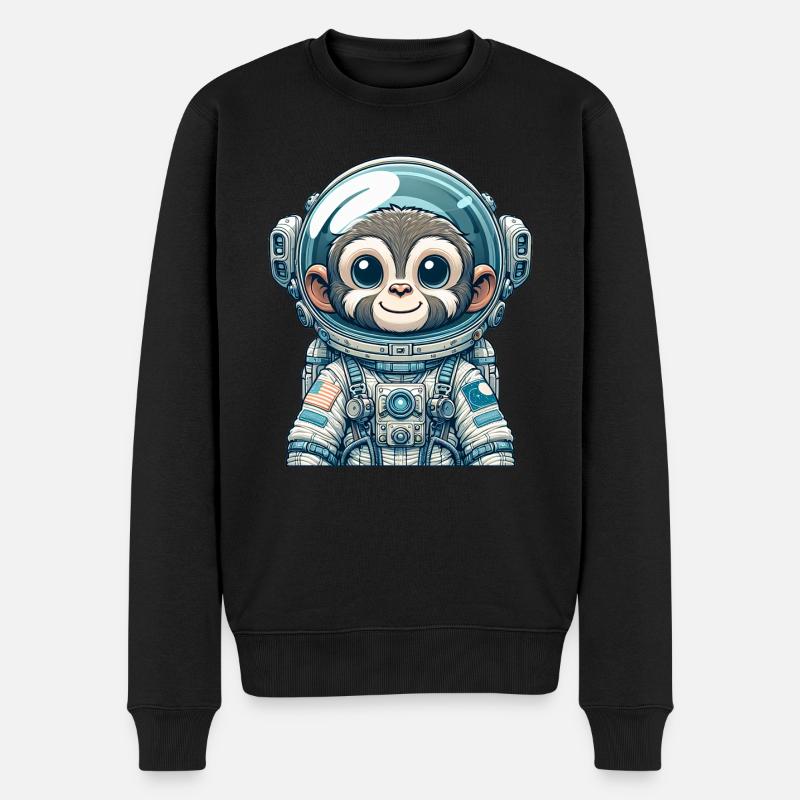Cute Monkey Astronaut - Männer Premium Bio Pullover - Schwarz