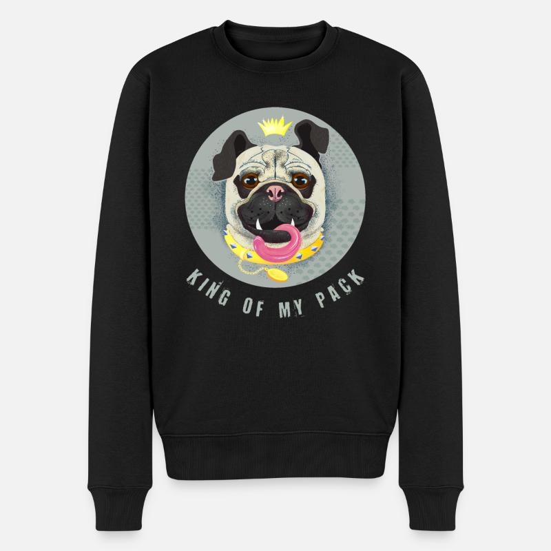 King of my pack- Mops - Männer Premium Bio Pullover - Schwarz