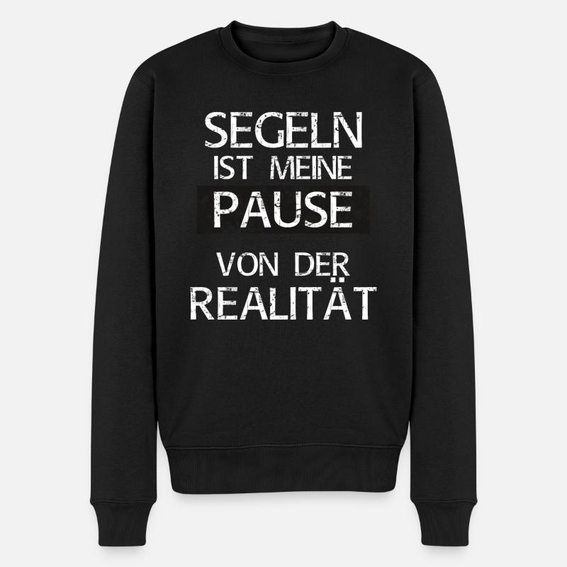 Segeln ist meine Pause von der Realität - Männer Premium Bio Pullover - Schwarz