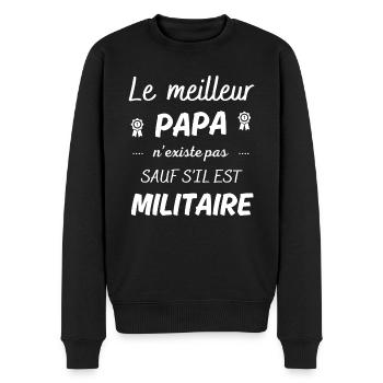 le meilleur papa n'existe pas sauf si militaire - Pull Premium bio Homme - noir - Devant - Nico (187cm)