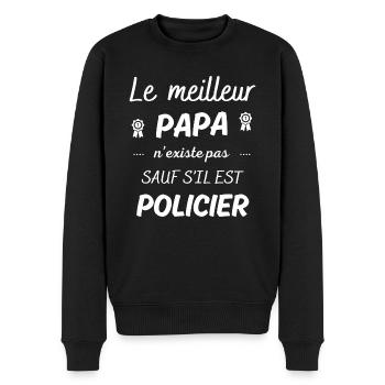 le meilleur papa n'existe pas sauf si policier - Pull Premium bio Homme - noir - Devant - Nico (187cm)