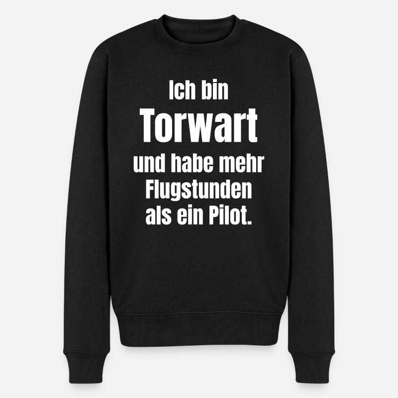 Torwart macht Flugstunden - Männer Premium Bio Pullover - Schwarz