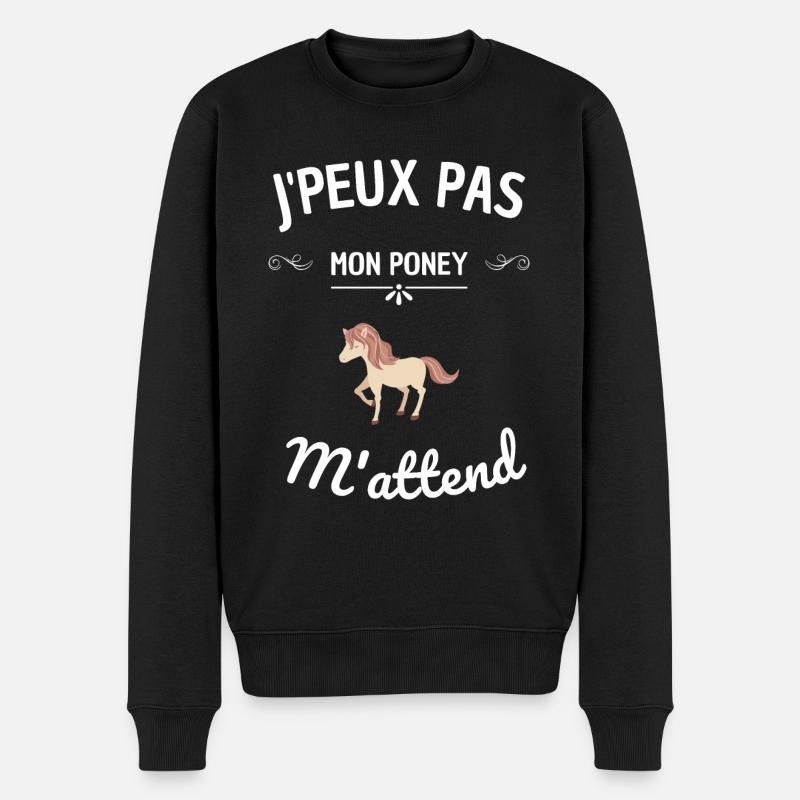 j'peux pas mon poney m'attend ! cadeau poney - Pull Premium bio Homme - noir