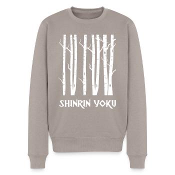 waldbaden shinrin yoku birkensaft waldmeditation - Männer Premium Bio Pullover - Taupe - Vorne - Nico (187cm)