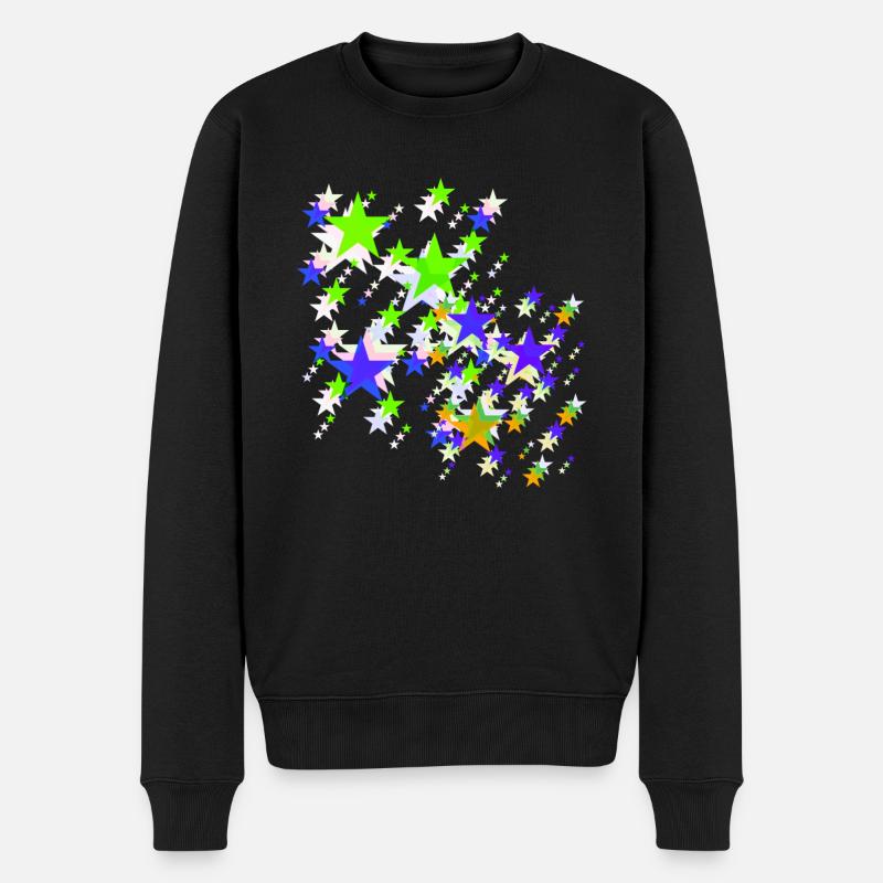 Sterne,stern, bunte Sterne - Männer Premium Bio Pullover - Schwarz