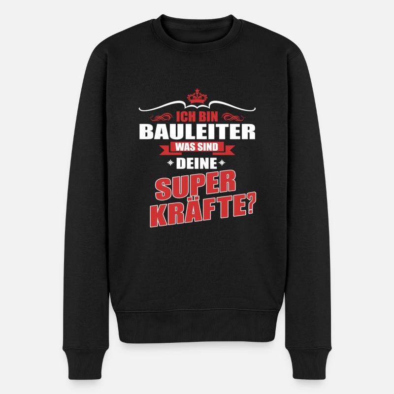 BAULEITER-Superkräfte GESCHENK - Männer Premium Bio Pullover - Schwarz