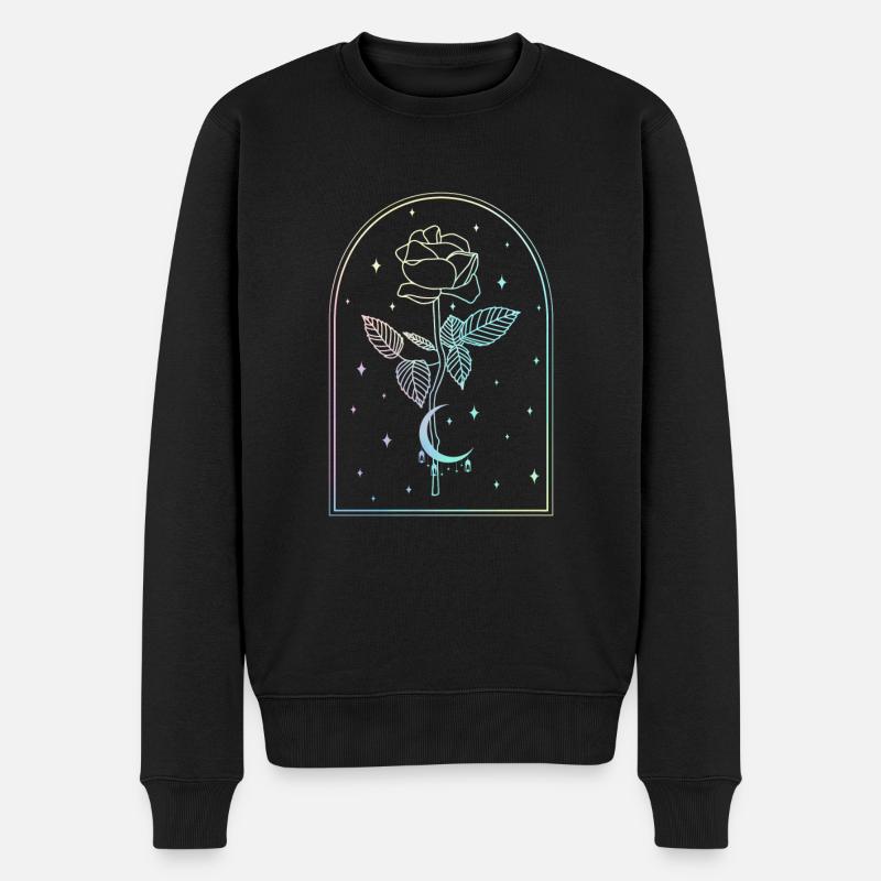 Mondsichel Rose Okkultes Hexenwerk Wicca Pastel - Männer Premium Bio Pullover - Schwarz
