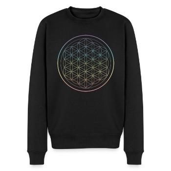 Blume des Lebens Regenbogen Chakra Farben - Männer Premium Bio Pullover - Schwarz - Vorne - Nico (187cm)