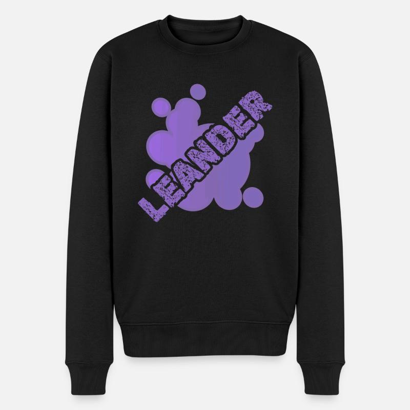 Vorname Leander - Männer Premium Bio Pullover - Schwarz