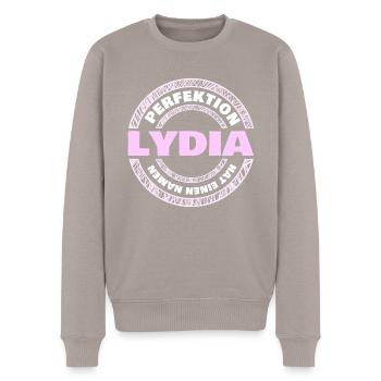 First name Lydia - Men's Premium Organic Jumper - taupe - Front - Nico (187cm)