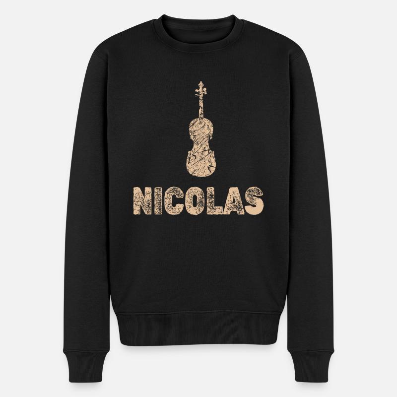 Nicolas - Männer Premium Bio Pullover - Schwarz