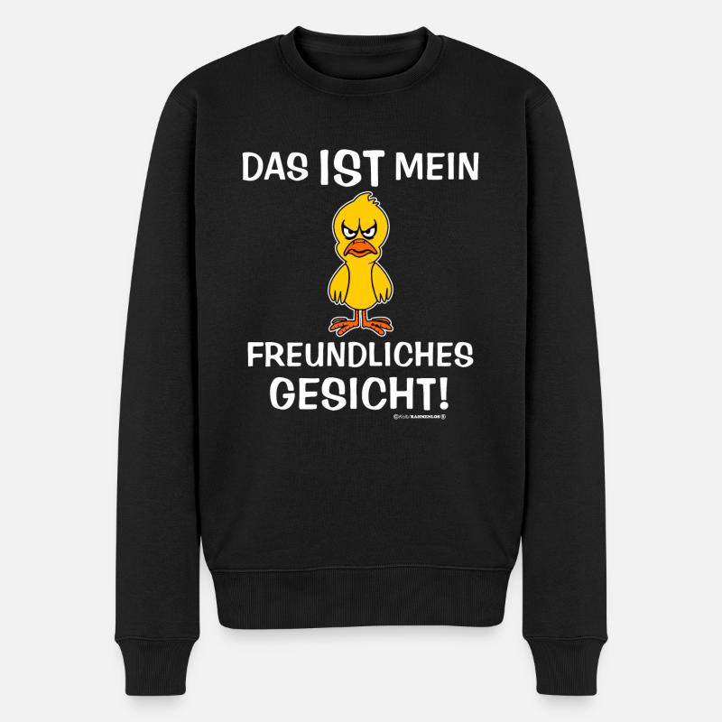 Das ist mein freundliches Gesicht Vogel RAHMENLOS - Männer Premium Bio Pullover - Schwarz