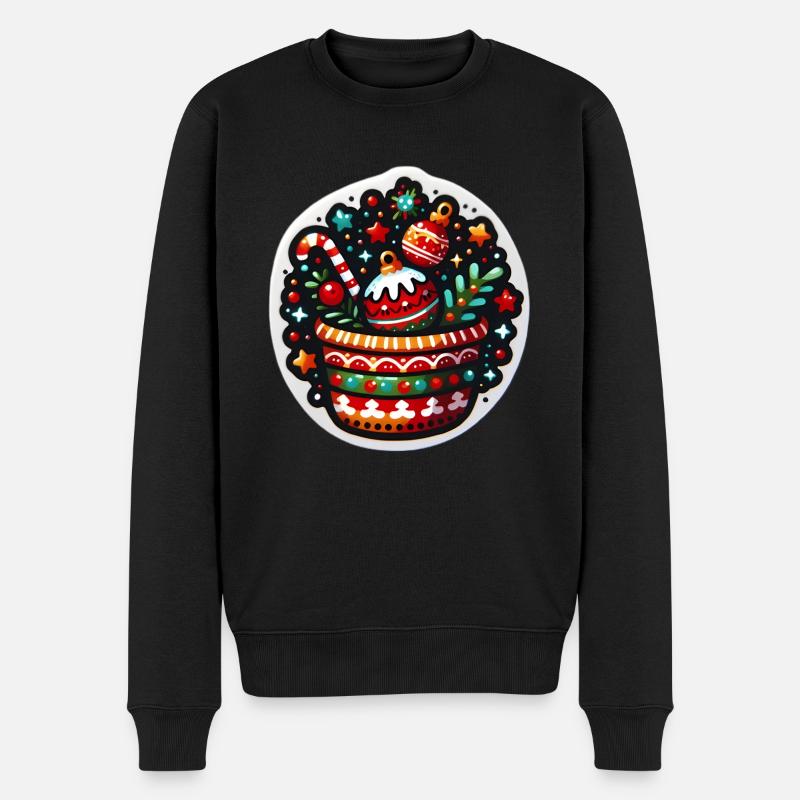 Weihnachtliche Leckereien - Männer Premium Bio Pullover - Schwarz