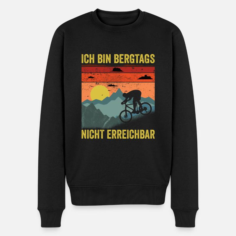Lustiger Mountainbike Spruch Bergtags nicht - Männer Premium Bio Pullover - Schwarz