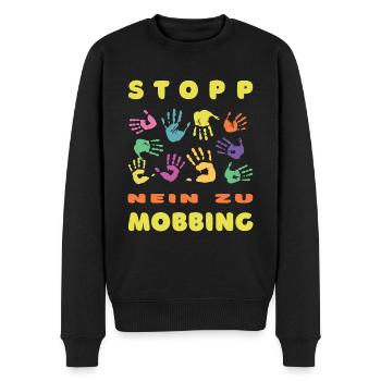 Stopp Mobbing - Nein zu Mobbing - Männer Premium Bio Pullover - Schwarz - Vorne - Nico (187cm)