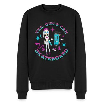 Ja Mädchen können Skateboard Skateboarder Skater Frauen - Männer Premium Bio Pullover - Schwarz - Vorne - Nico (187cm)