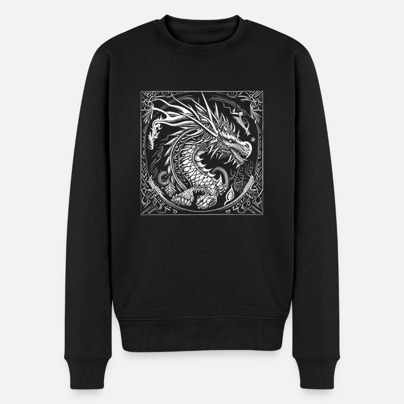 Chinesischer Drache auf Pagan Tribal - Männer Premium Bio Pullover - Schwarz