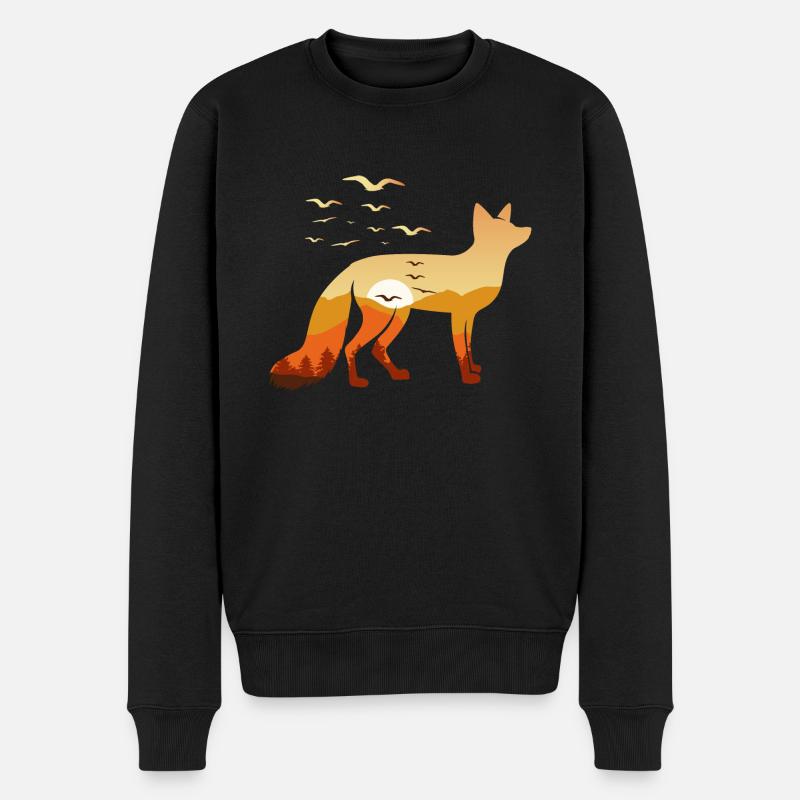 Fuchs Natur Wildnis - Männer Premium Bio Pullover - Schwarz