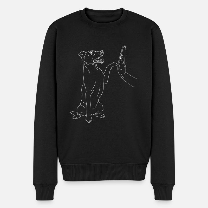 Jack Russell Terrier mit Hand - Männer Premium Bio Pullover - Schwarz