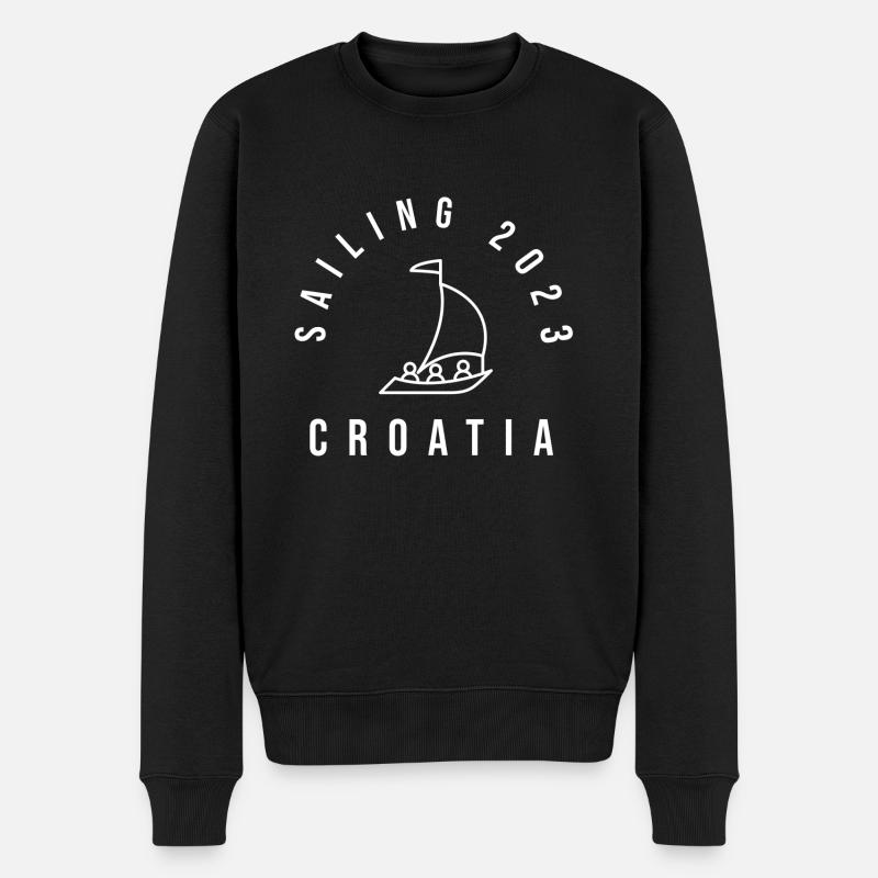Sailing Croatia 2023 - Männer Premium Bio Pullover - Schwarz