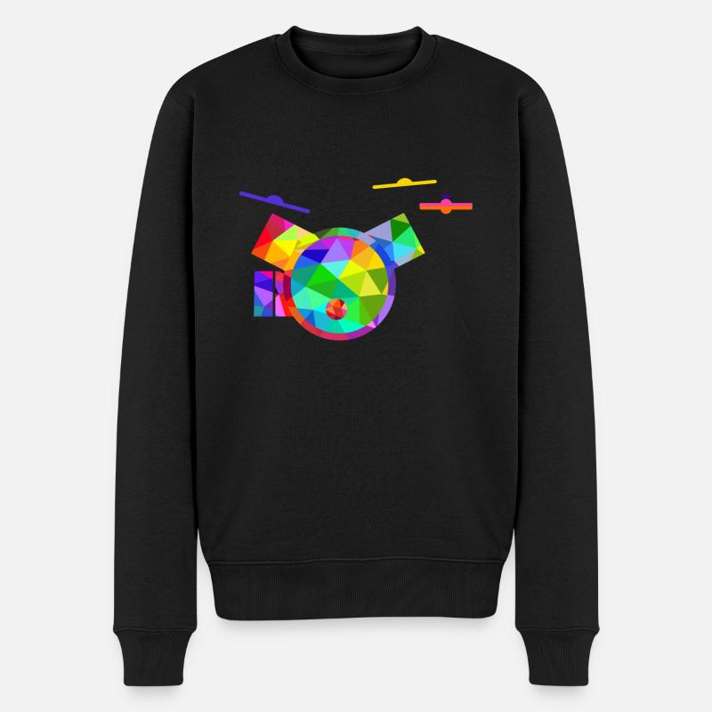 Buntes Regenbogen Schlagzeug Rainbow Musik Drums - Männer Premium Bio Pullover - Schwarz
