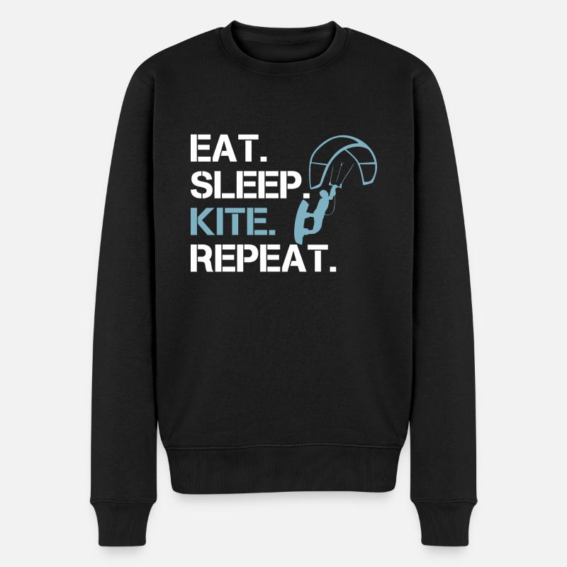 Kitesurfer Eat Sleep Kite Repeat - Männer Premium Bio Pullover - Schwarz