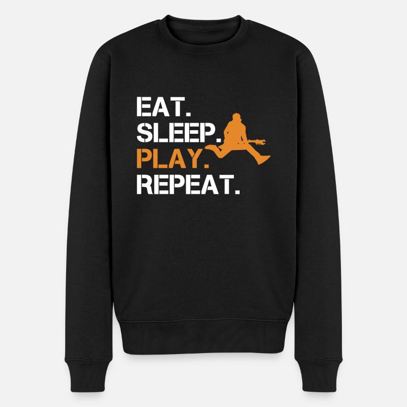 Guitariste Eat Sleep Play Repeat - Pull Premium bio Homme - noir