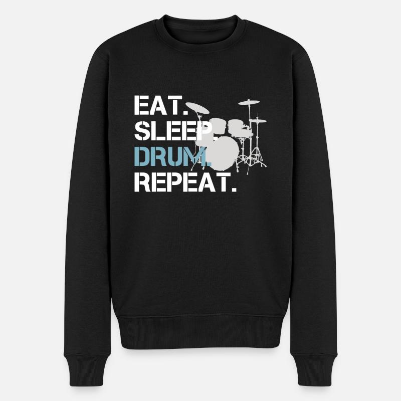 Schlagzeug Eat Sleep Drum Repeat Drums - Männer Premium Bio Pullover - Schwarz
