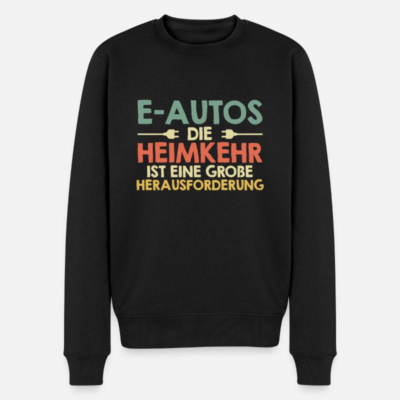 Verbrenner E-AUTOS HEIMKEHR IST HERAUSFORDERUNG - Männer Premium Bio Pullover - Schwarz