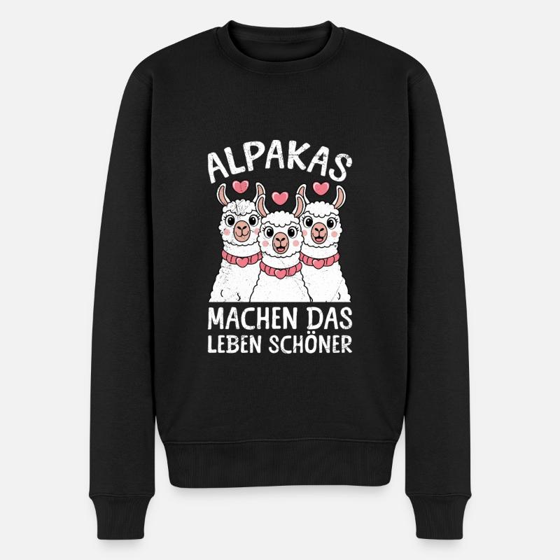 Alpaka ALPAKAS MACHEN DAS LEBEN SCHÖNER Lustiges - Männer Premium Bio Pullover - Schwarz