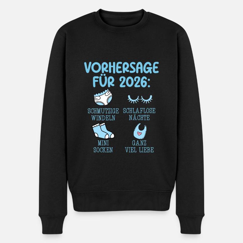 Werdende Mutter 2026 VORHERSAGE Lustiges - Männer Premium Bio Pullover - Schwarz