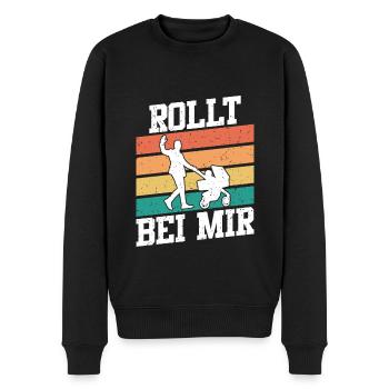 Werdender Vater ROLLT BEI MIR Lustiges - Männer Premium Bio Pullover - Schwarz - Vorne - Nico (187cm)