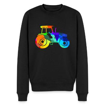 Traktor Regenbogen Polygon Landwirtschaftsfahrzeug - Männer Premium Bio Pullover - Schwarz - Vorne - Nico (187cm)