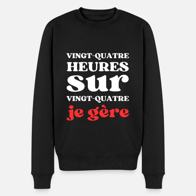 VINGT QUATRE 3 - Pull Premium bio Homme - noir