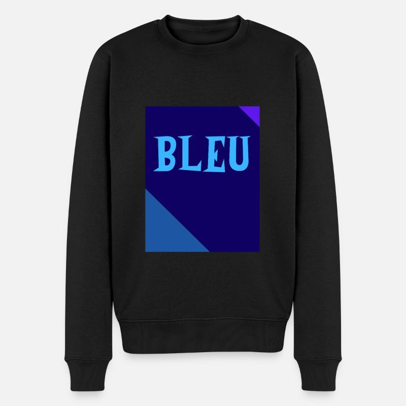 BLEU Tableau Rectangle Triangles - Pull Premium bio Homme - noir