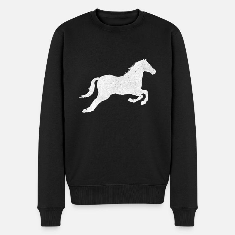 Pferd - Männer Premium Bio Pullover - Schwarz