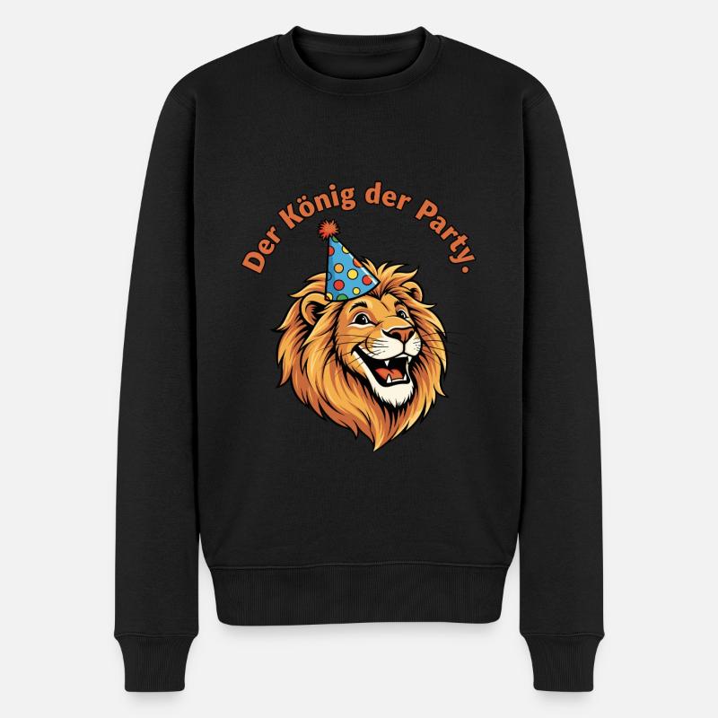Der König der Party - Männer Premium Bio Pullover - Schwarz