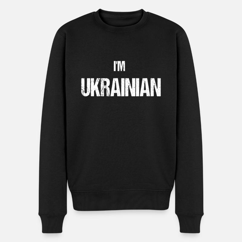 I'M UKRAINIAN - Männer Premium Bio Pullover - Schwarz