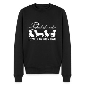 Dackel Treue Loyalität auf vier Pfoten - Männer Premium Bio Pullover - Schwarz - Vorne - Nico (187cm)