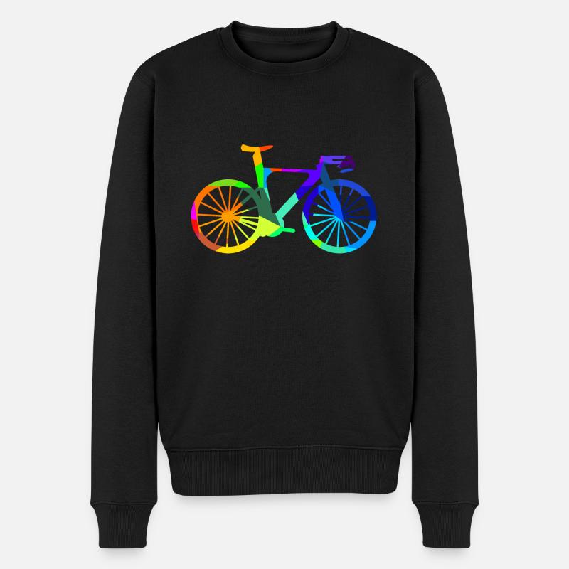 Rennrad Triathlon Regenbogen Polygon Fahrrad - Männer Premium Bio Pullover - Schwarz