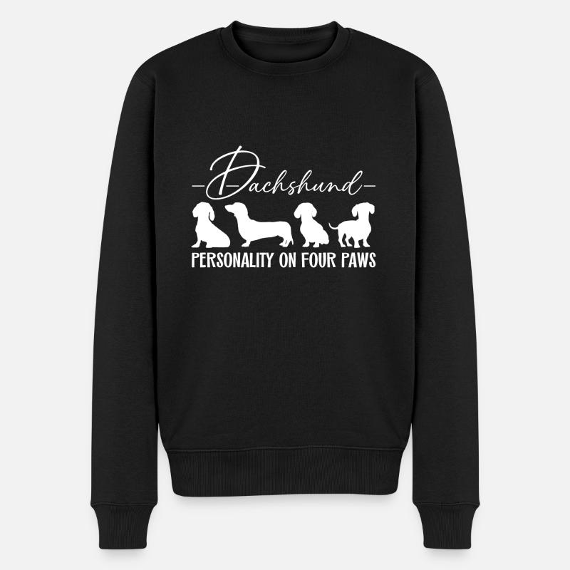 Dackel Persönlichieit auf vier Pfoten - Männer Premium Bio Pullover - Schwarz