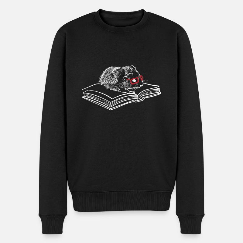 Bücher und Meerschweinchen Literatur lesen - Männer Premium Bio Pullover - Schwarz