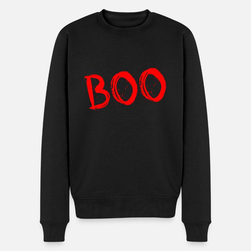 Boo - Männer Premium Bio Pullover - Schwarz