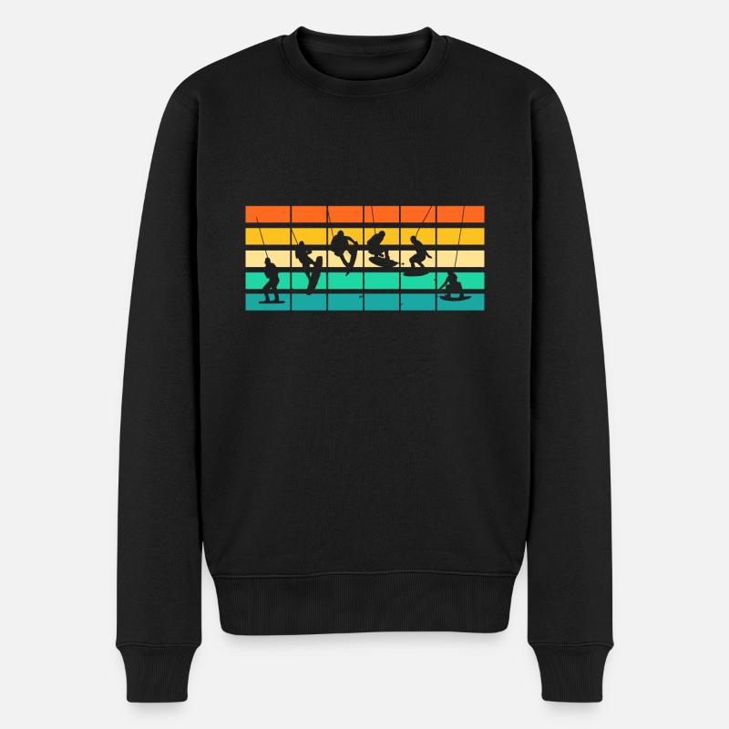 Retro Wakeboarder Wakeboard Wakeboarding - Männer Premium Bio Pullover - Schwarz