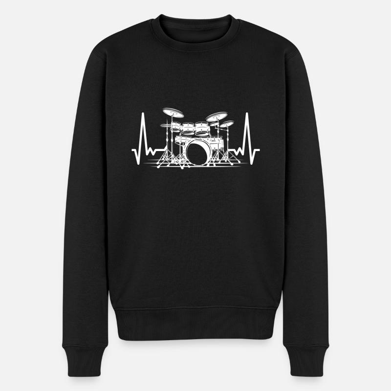 Schlagzeug Herzschlag EKG Schlagzeuger Trommel - Männer Premium Bio Pullover - Schwarz