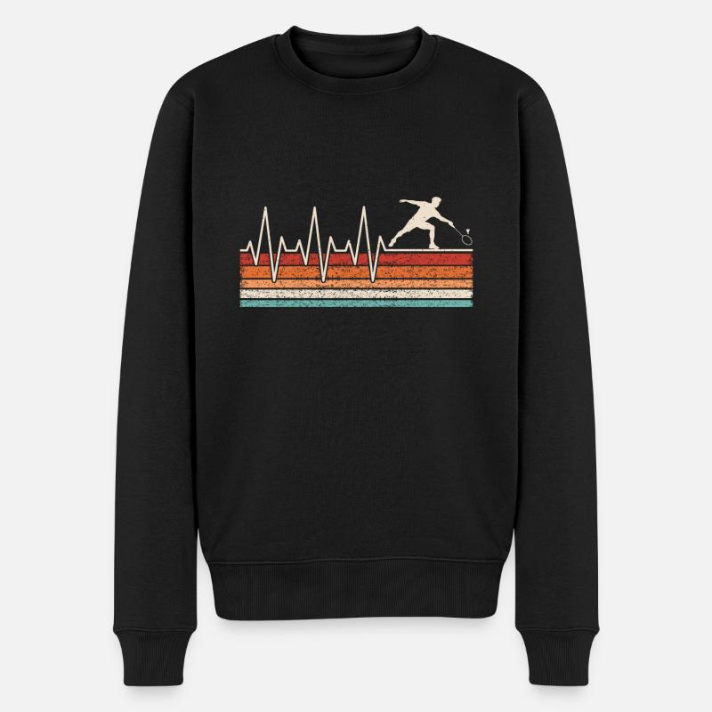 Federballspieler Herzschlag - Männer Premium Bio Pullover - Schwarz