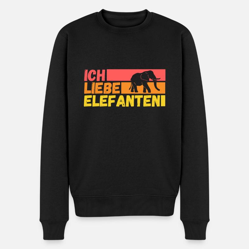 Elefant Elefanten - Männer Premium Bio Pullover - Schwarz