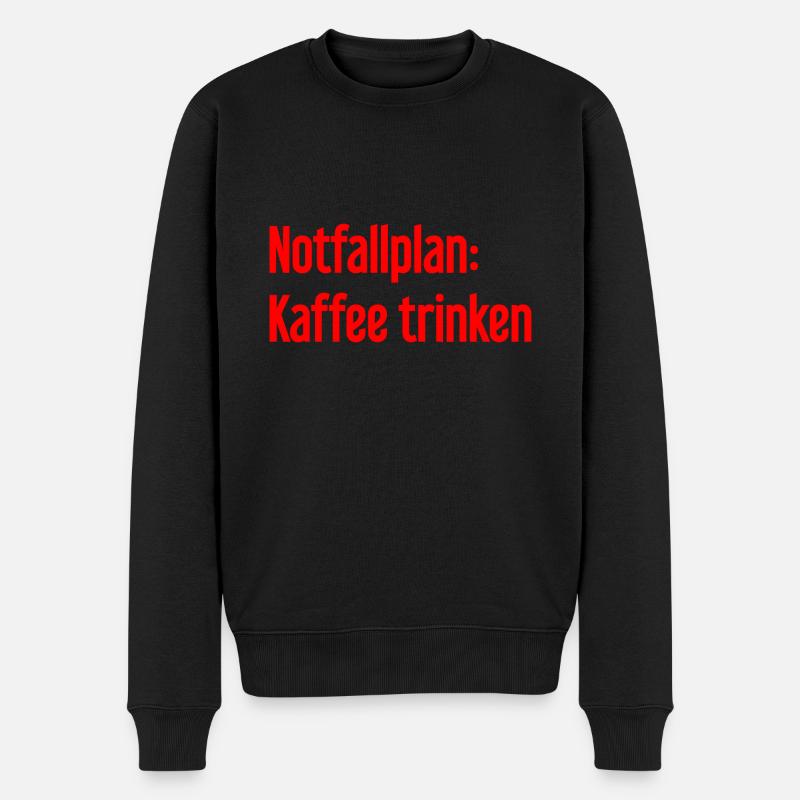 Kaffee-Notfallplan - Männer Premium Bio Pullover - Schwarz