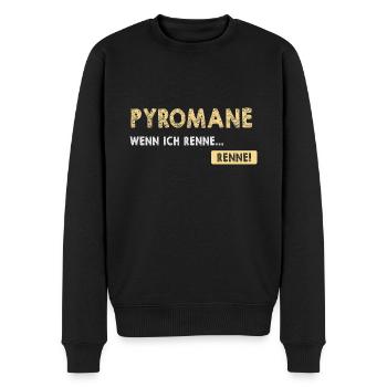 Pyromane Wenn Ich Renne Renne! Pyrotechniker - Männer Premium Bio Pullover - Schwarz - Vorne - Nico (187cm)